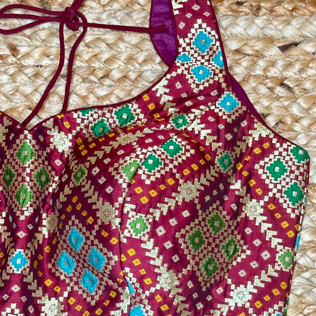 Rust brocade blouse