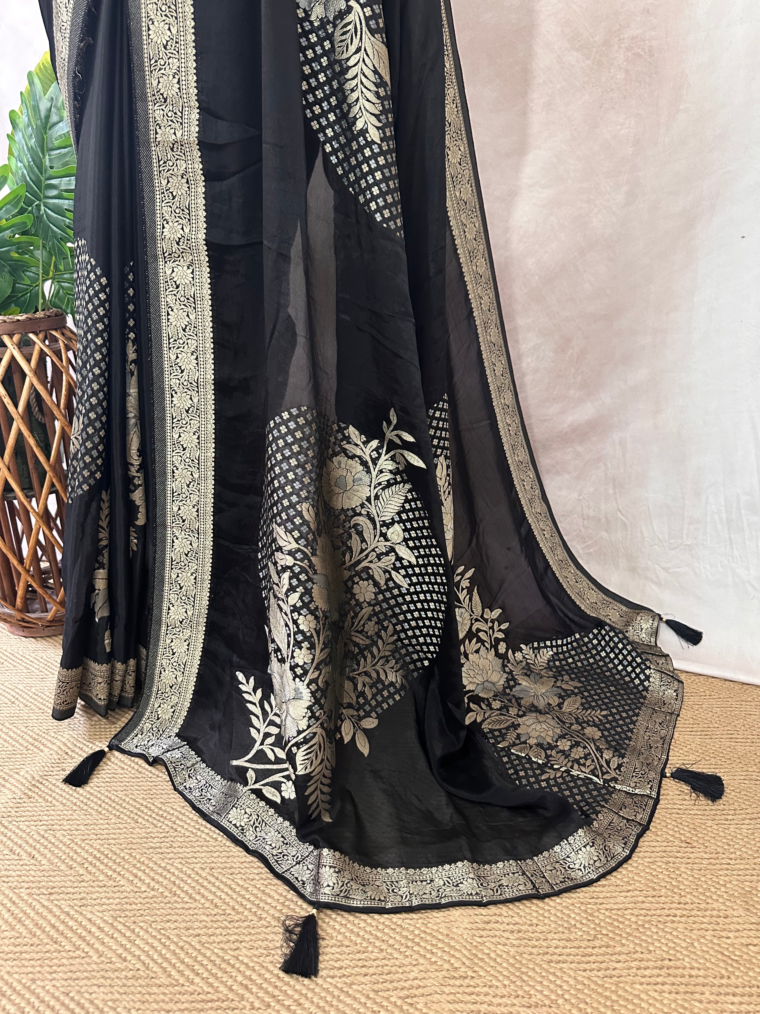 Crepe georgette saree with stitched blouse