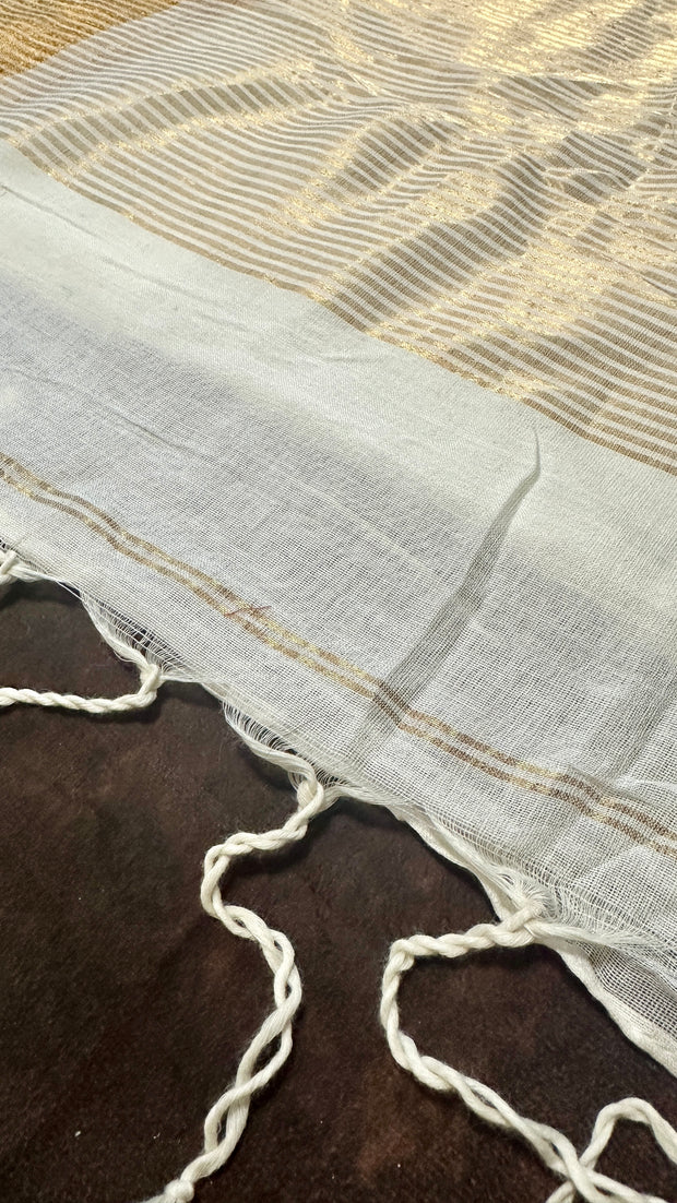 Handloom cotton saree with multicolor butta, with BP