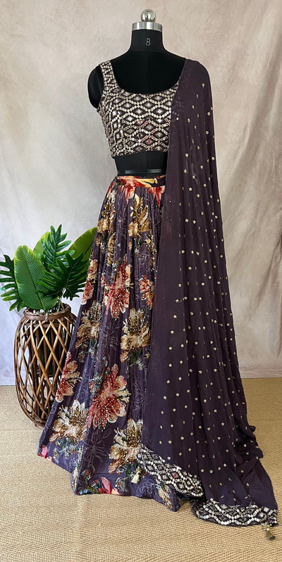 Dark purple lehanga