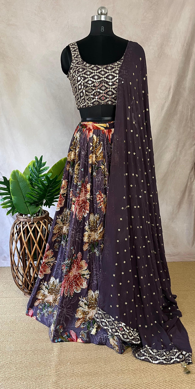 Dark purple lehanga