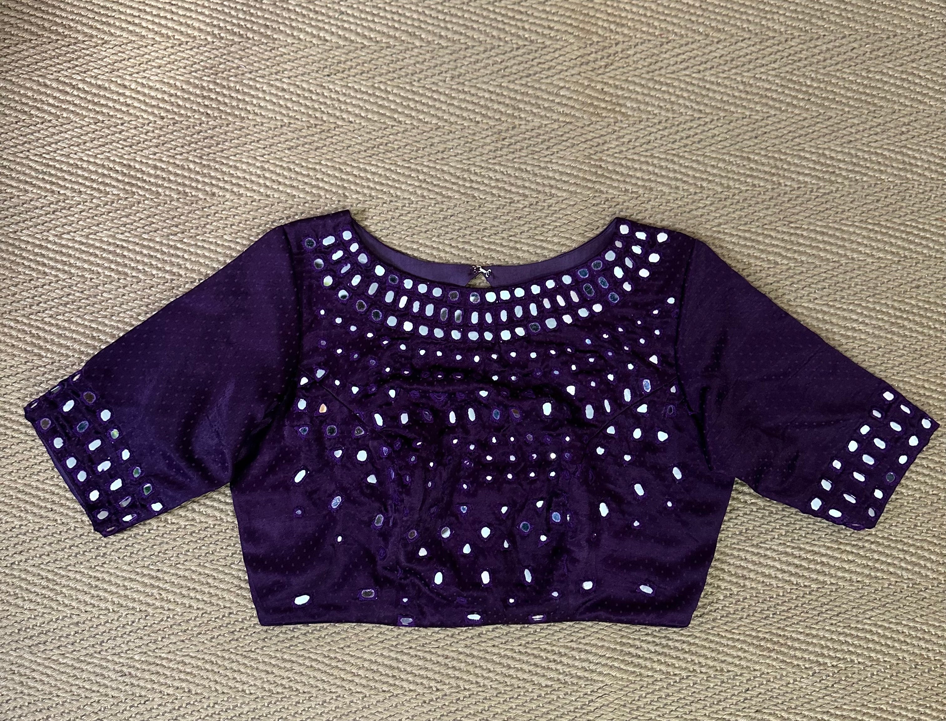 Mashru silk blouse with mirror work