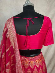 Pink Banarsi silk lehanga