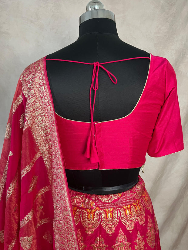 Pink Banarsi silk lehanga