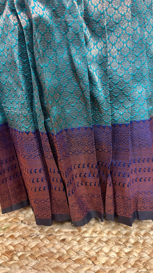 Semi silk brocade dhavani