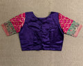 Purple modal silk blouse with mirror work and hand Kutch Embroidery