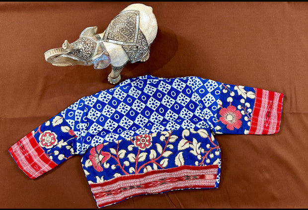 Indigo print cotton blouse