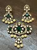 Victorian finish emerald pendant and earring