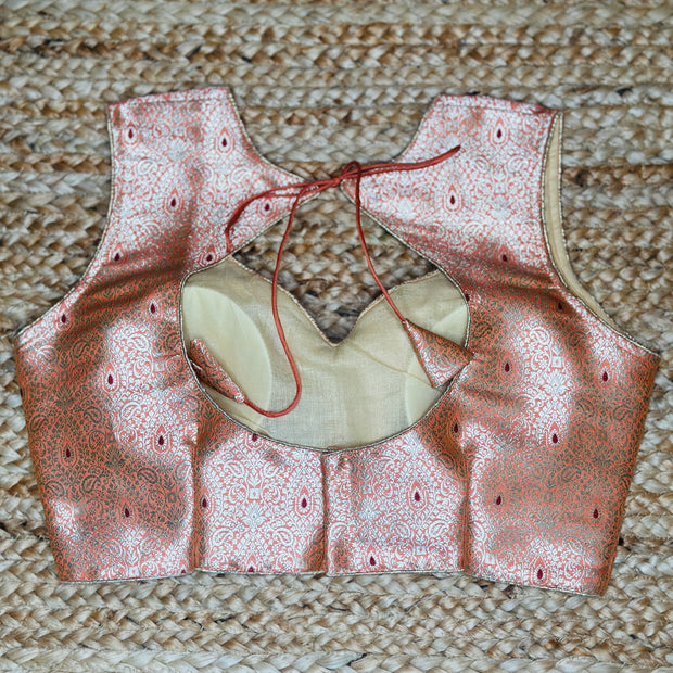 Peach banarsi brocade blouse