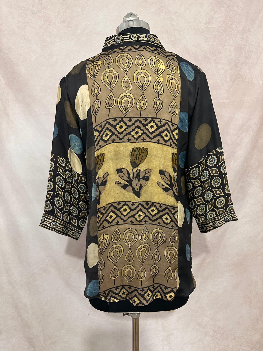 Pure Modal silk shirt with hand block print