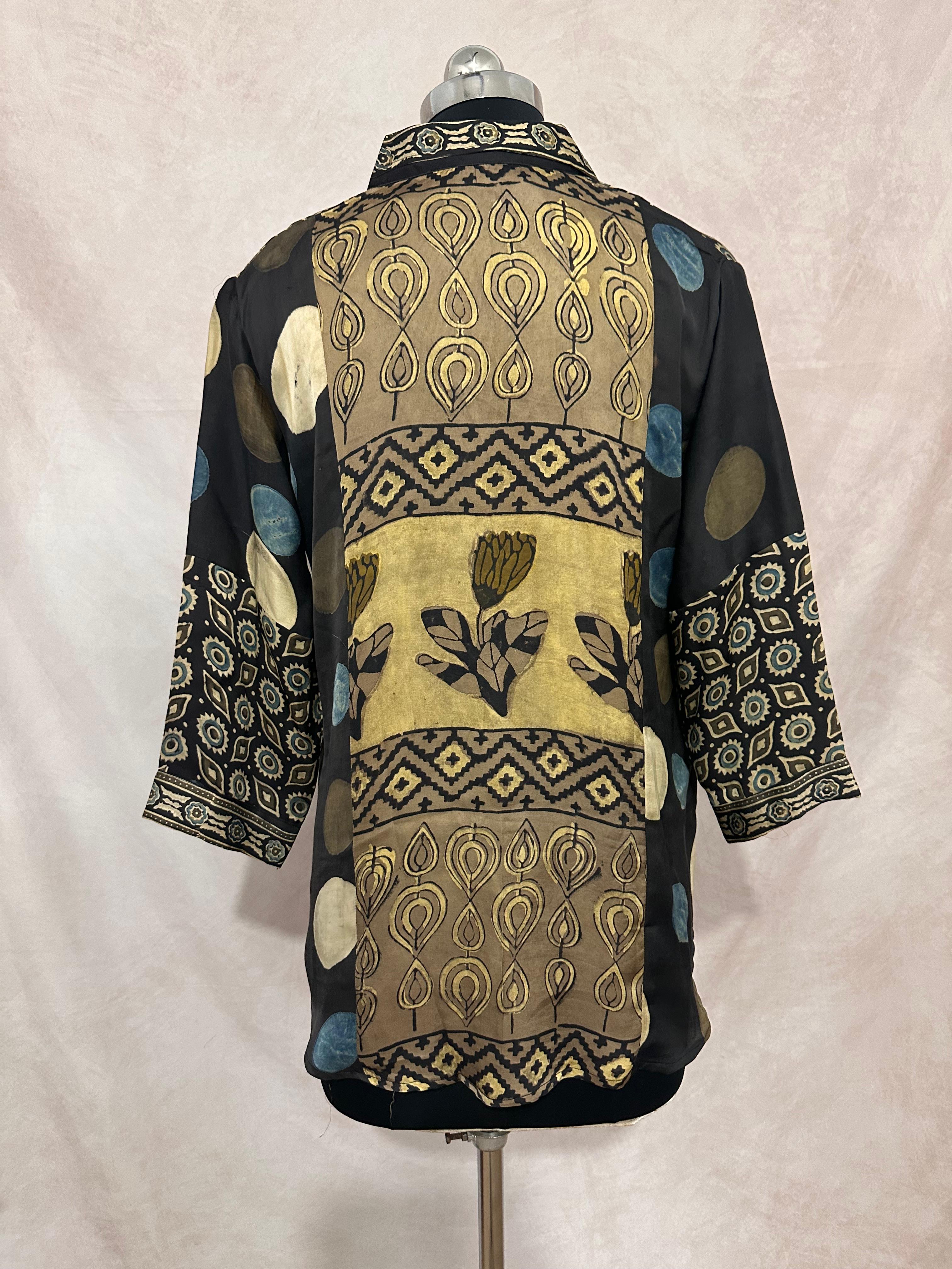 Pure Modal silk shirt with hand block print