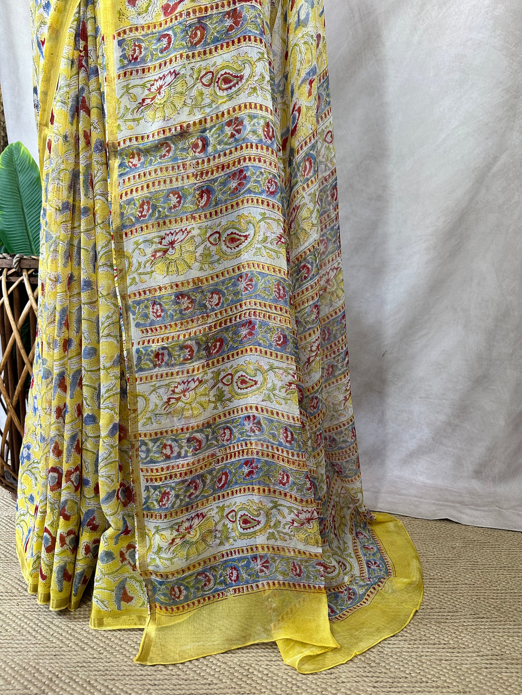Premium handblock printed Pure Chiffon saree , with BP