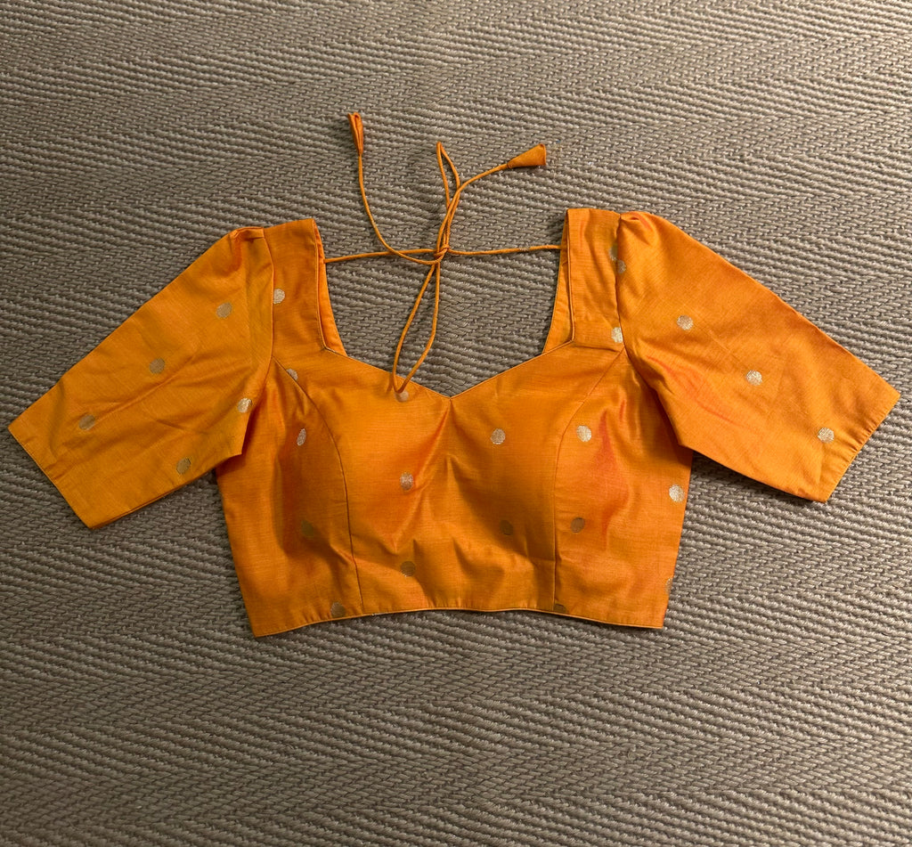 Orange silk cotton blouse with sleeves