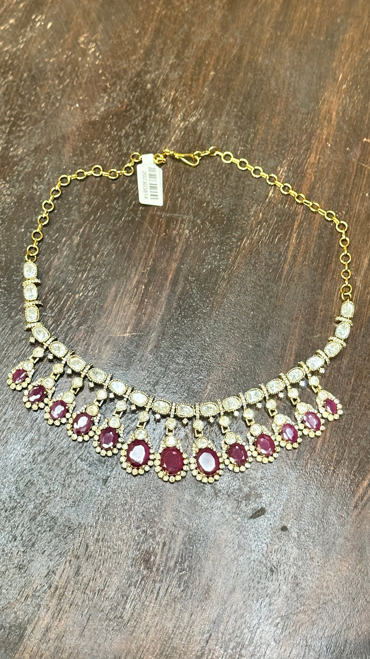 Necklace with moissanite stone, with earring