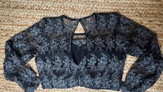 Black net full sleeve blouse