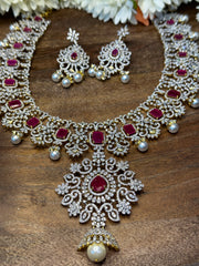 Diamond replica necklace with earring