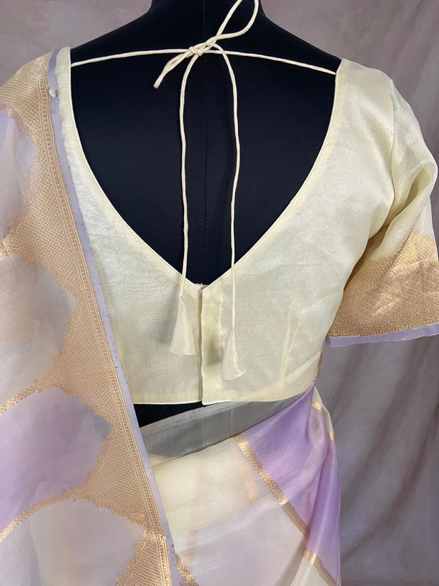 Organza silk saree with stiched blouse