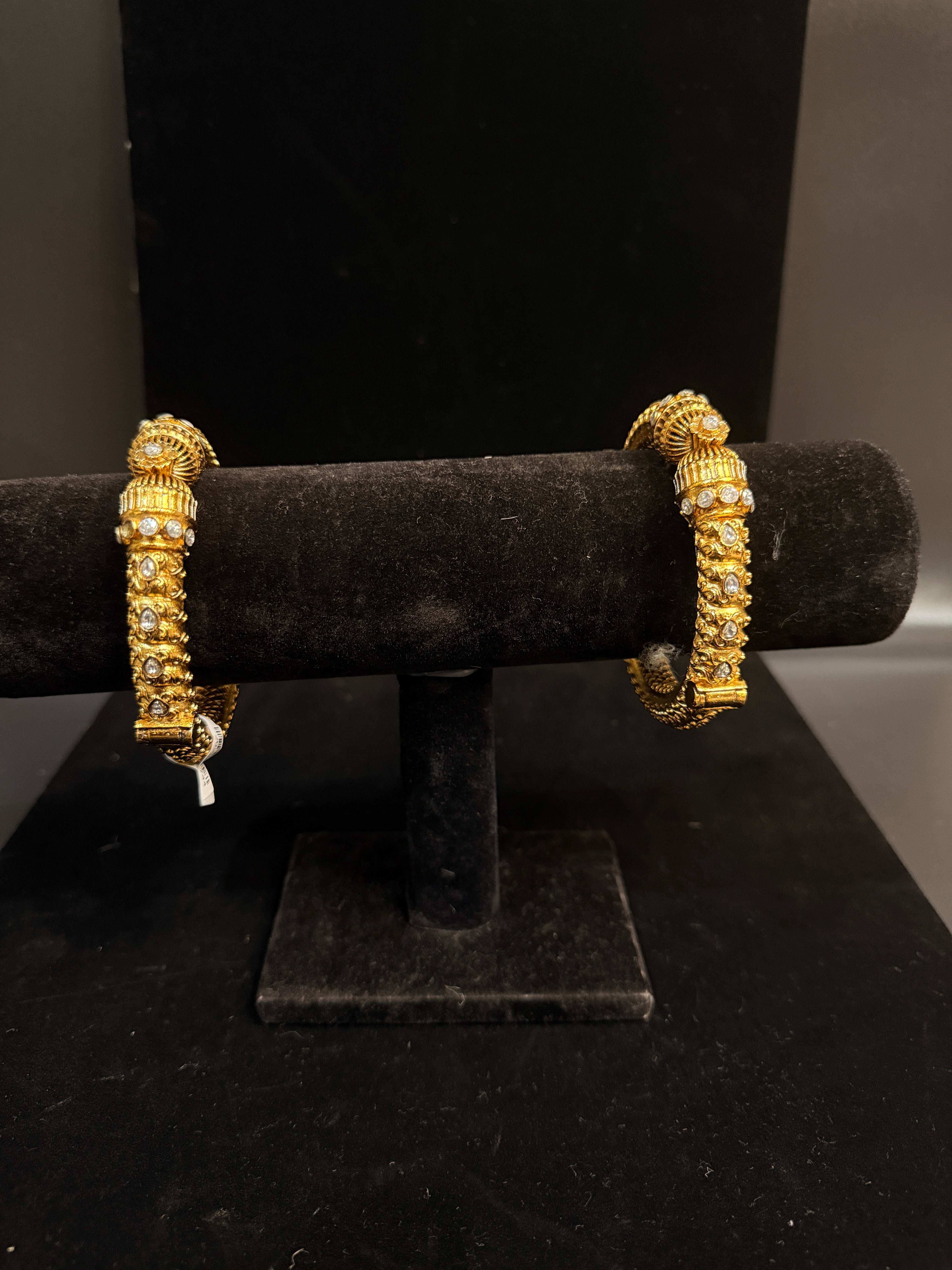 Gold openable kada with white stone (fits 2.6 to 2.10)