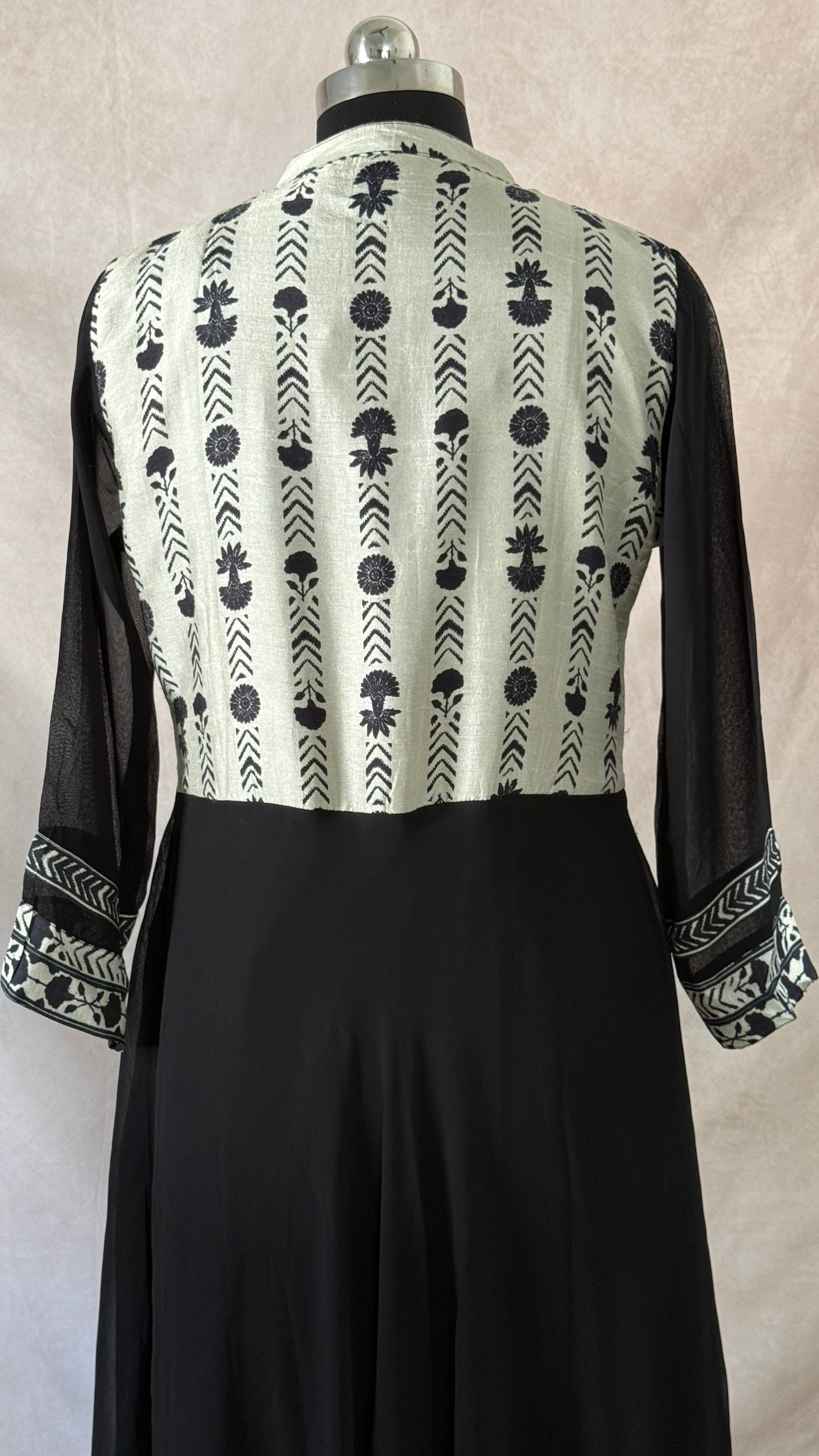 Black Muslin silk kurti with hand work , comes with bottom and dupatta
