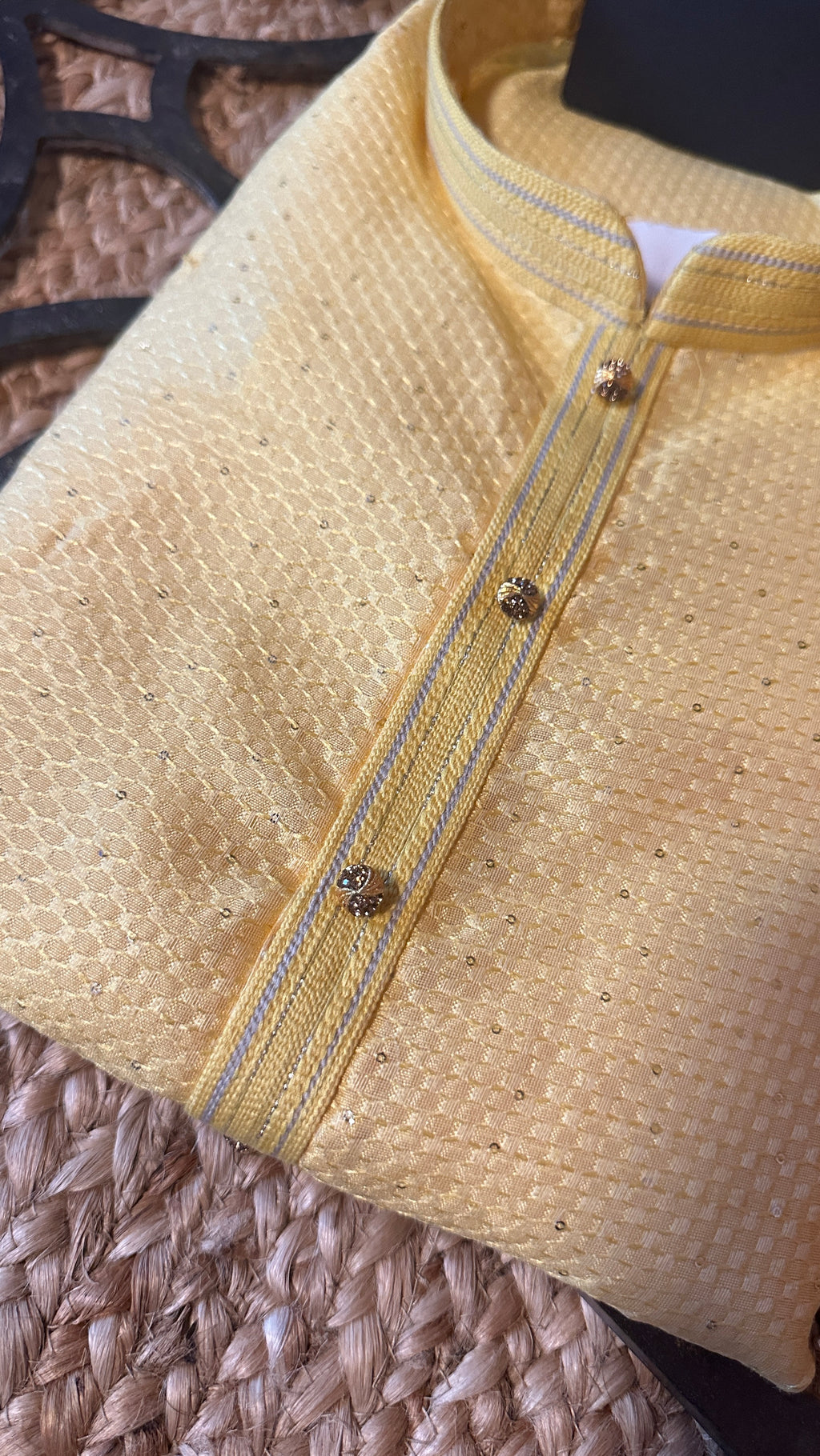 Yellow semi silk Kurta