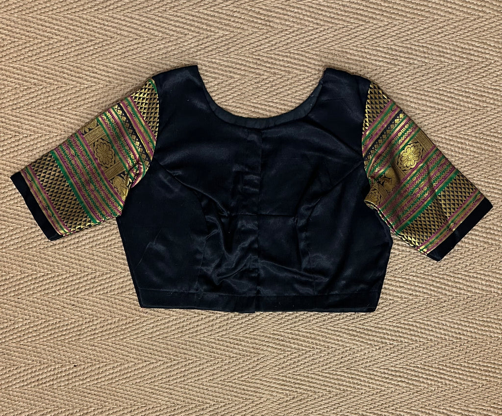 Kanchivaram silk blouse with hand mirror work