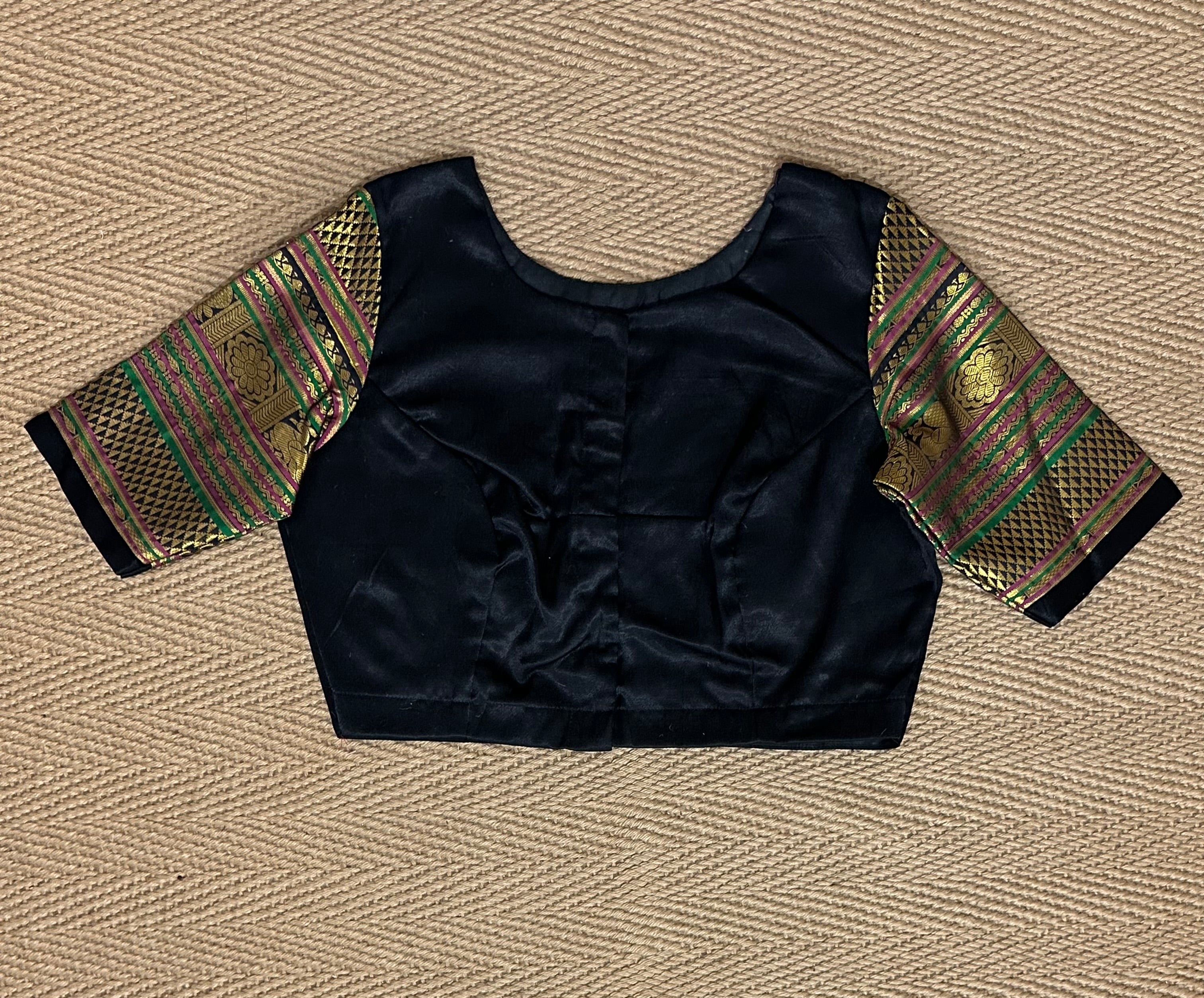Kanchivaram silk blouse with hand mirror work