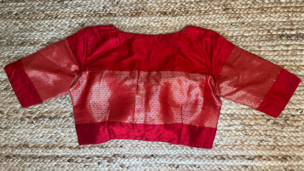 Red raw silk blouse