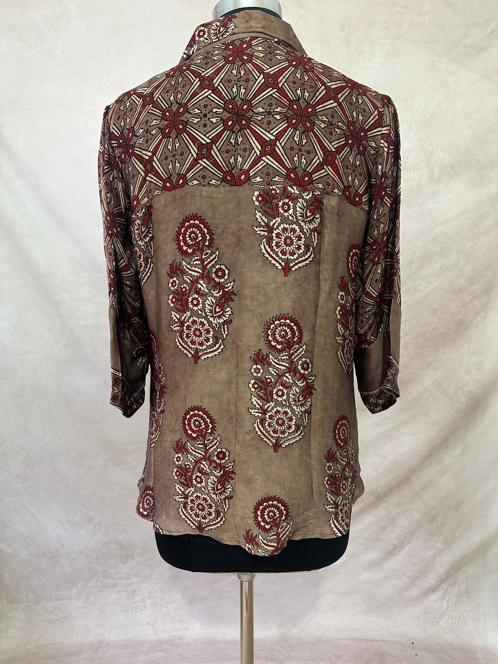 Pure Modal silk shirt with hand block print