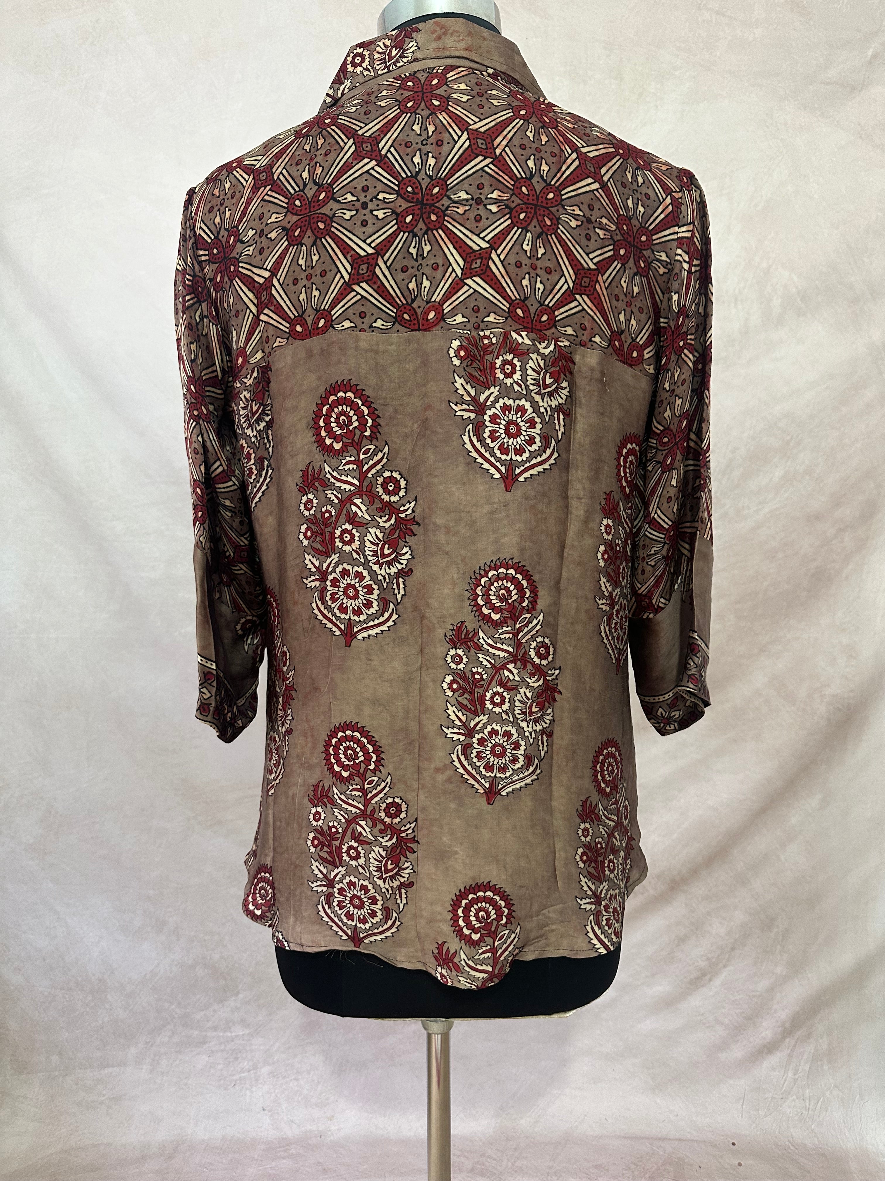 Pure Modal silk shirt with hand block print