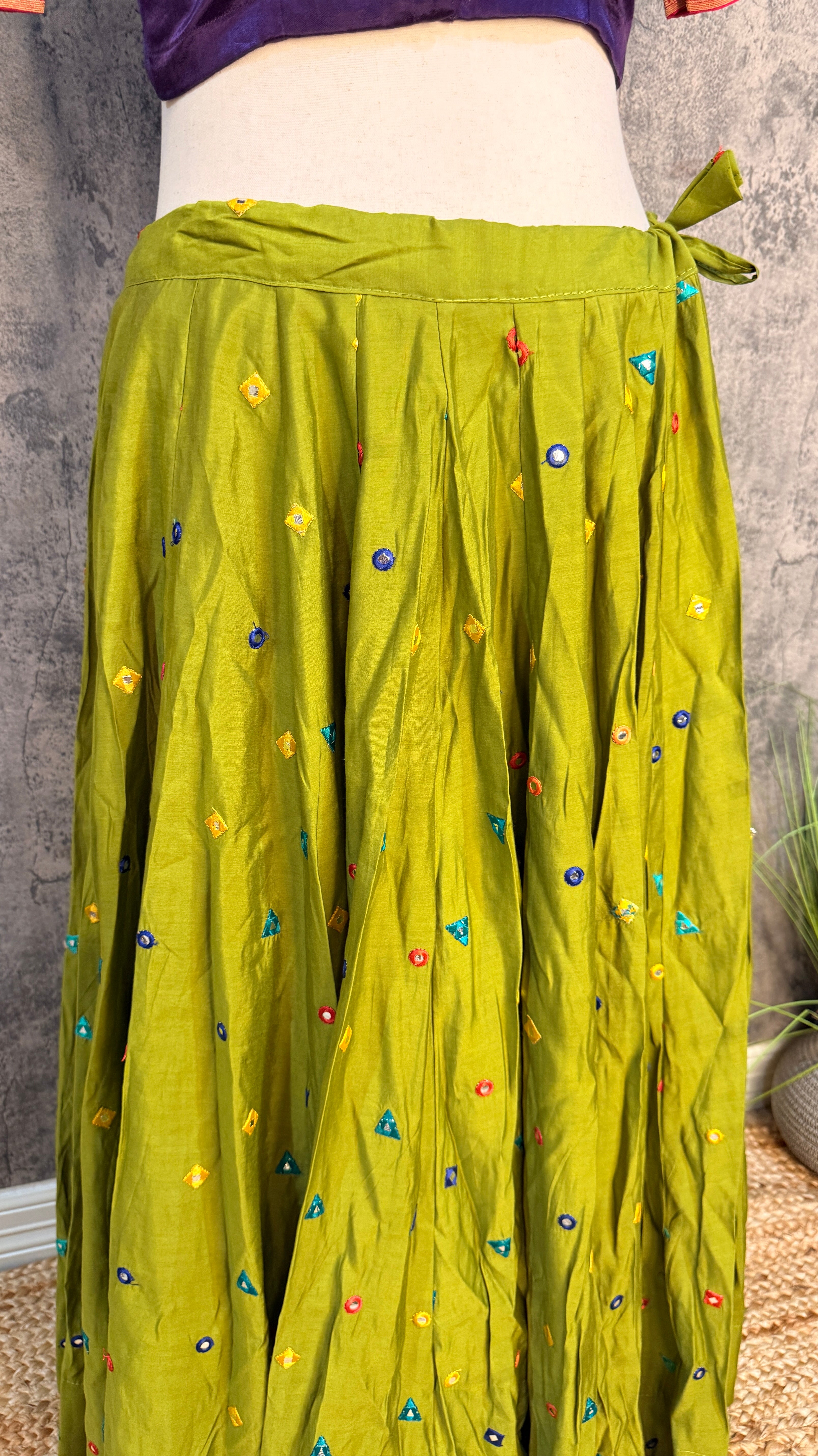 8 m flare navrathri skirt with foil mirror