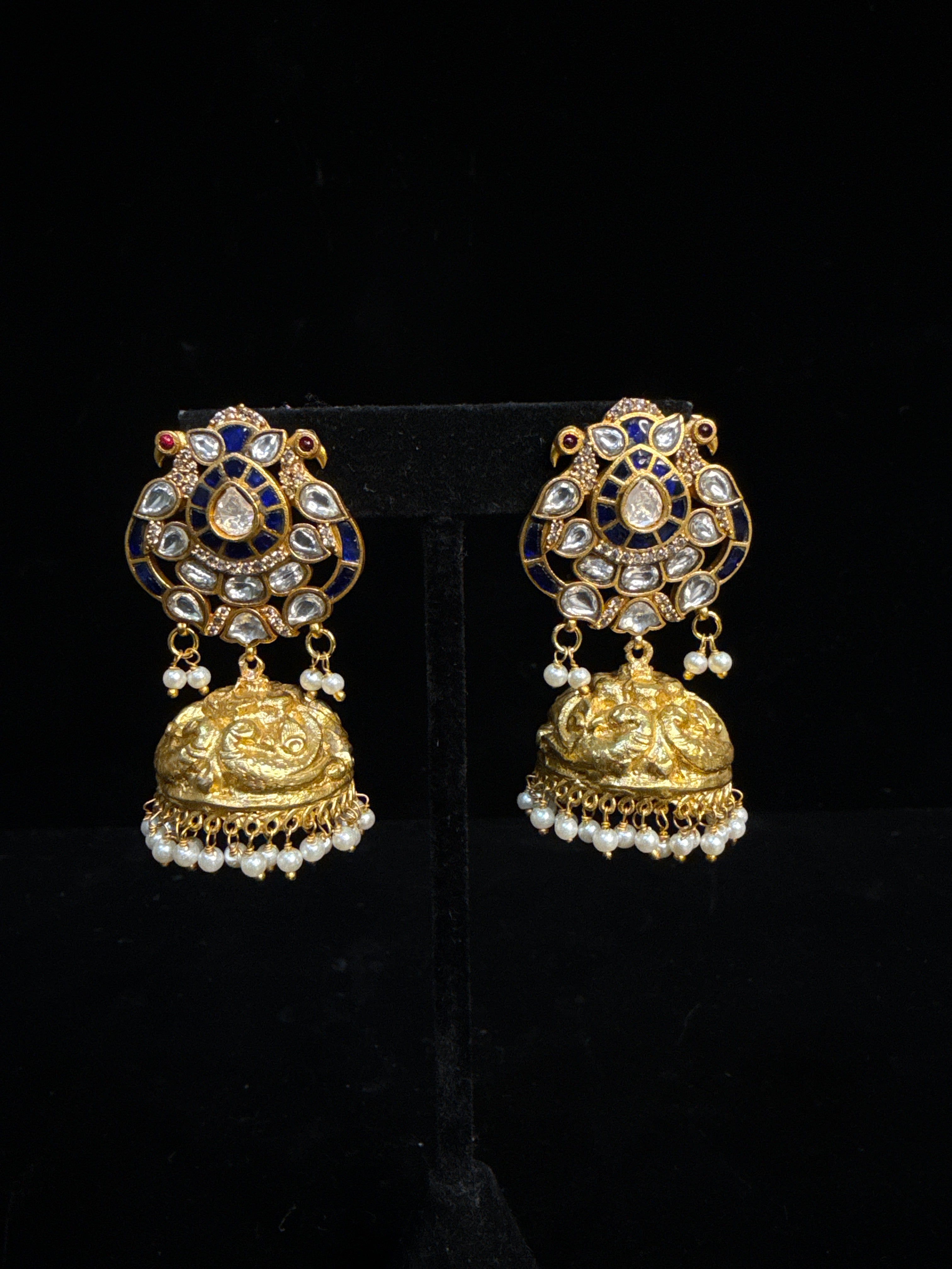 Blue jadau studs with JHumka