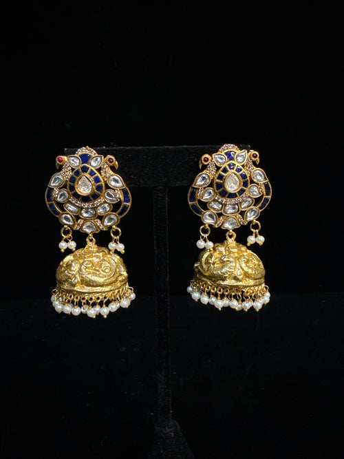 Blue jadau studs with JHumka