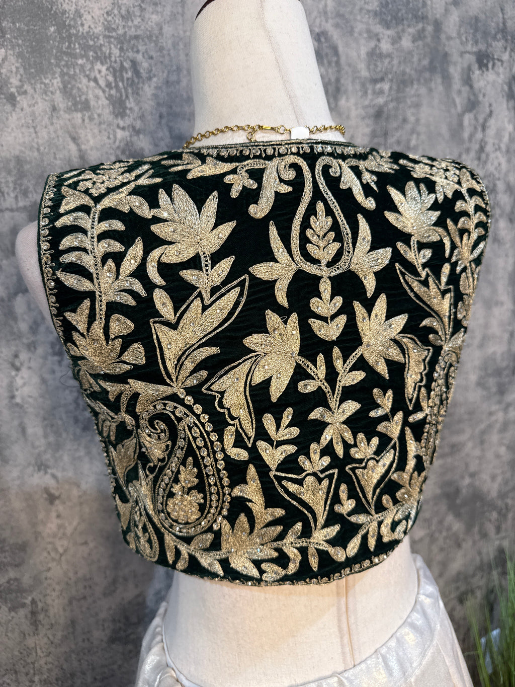 Shimmer crepe skirt with designer crop top