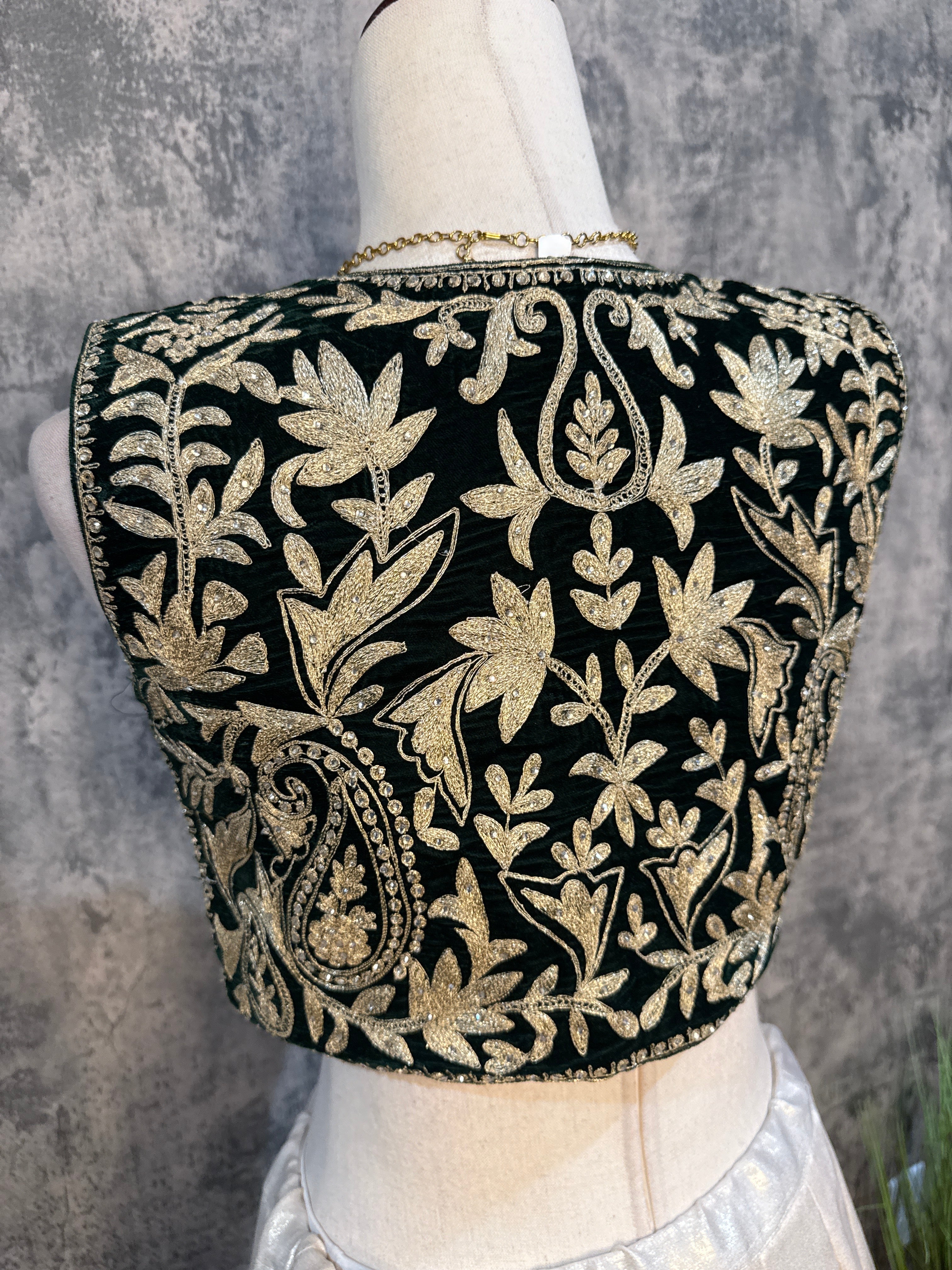 Shimmer crepe skirt with designer crop top