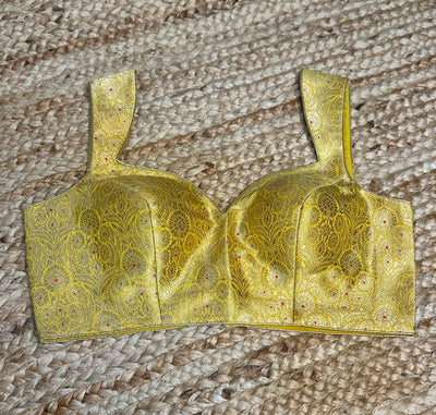 Yellow banarsi brocade blouse