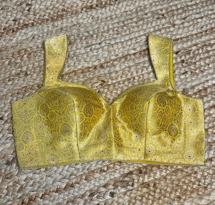 Yellow banarsi brocade blouse