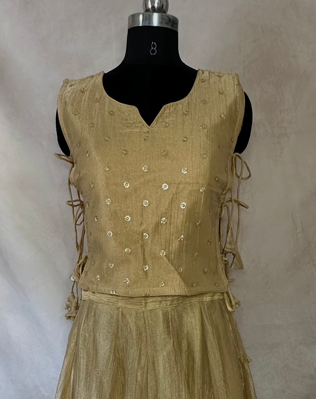 Gold tissue lehanga