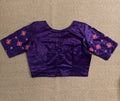 Purple modal silk blouse with mirror work and hand Kutch Embroidery