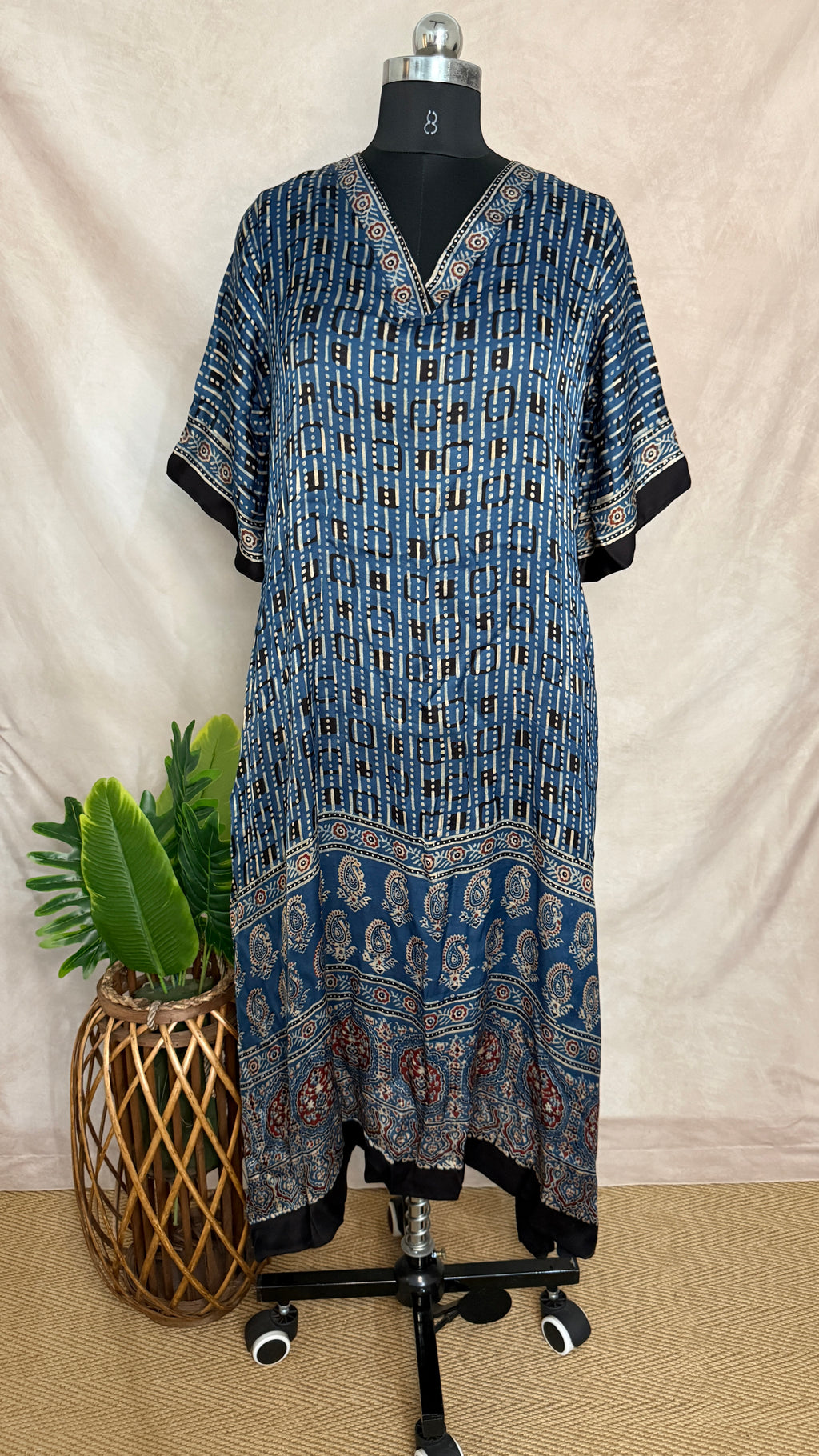 Ajrakh modal silk dress