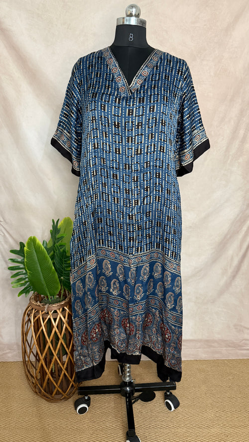 Ajrakh modal silk dress