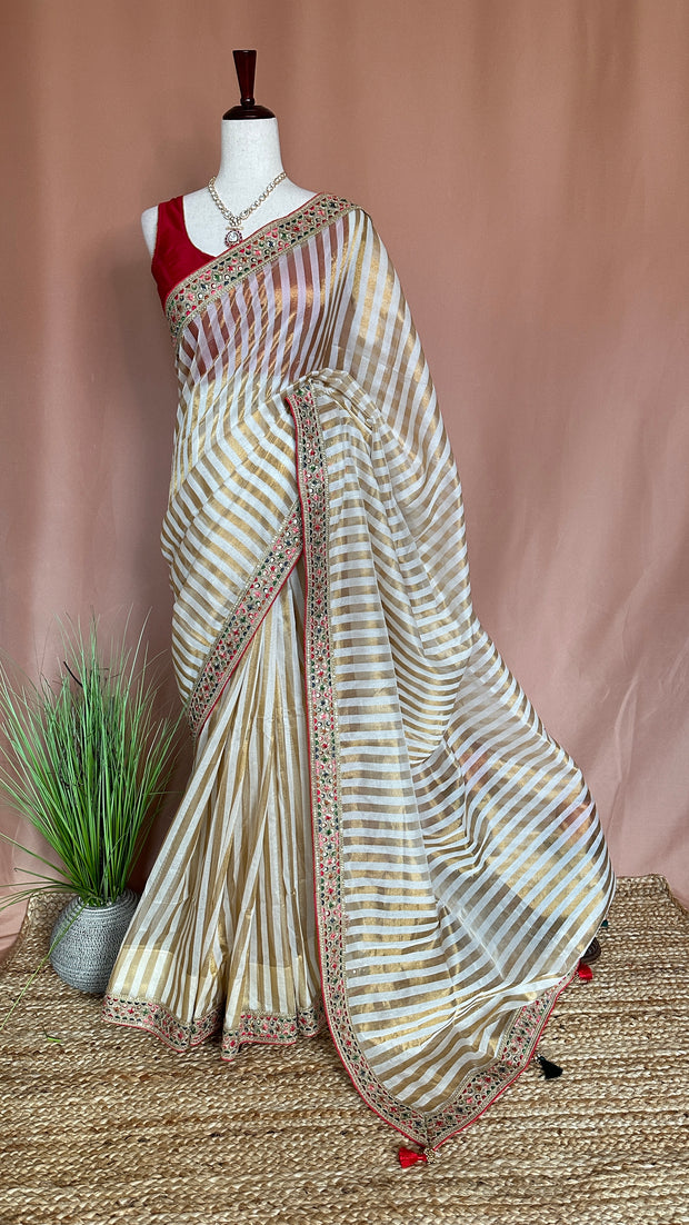 Pure Chanderi Silk saree with designer blouse
