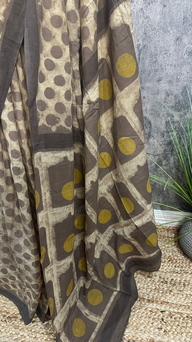 Vanaspati Ajrakh cotton sarees with hand block print with natural dye