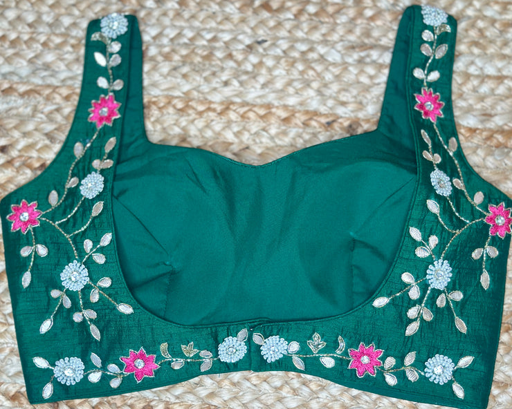 Green sequins designer blouse