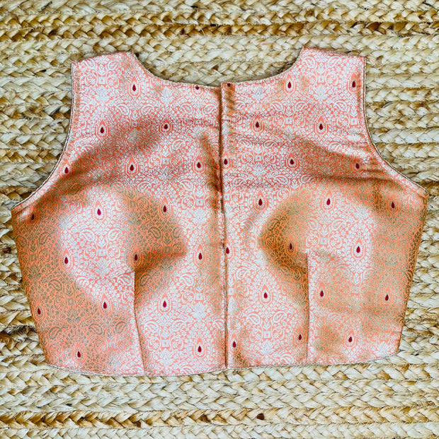 Peach banarsi brocade crop top