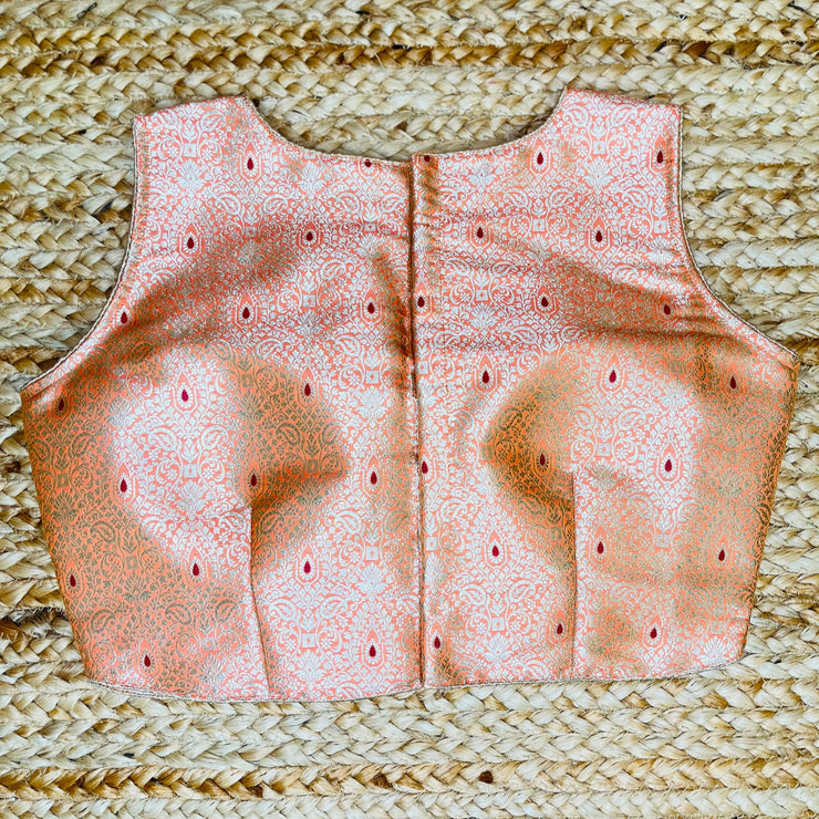 Peach banarsi brocade crop top