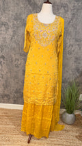 Yellow designer kurti and palazo