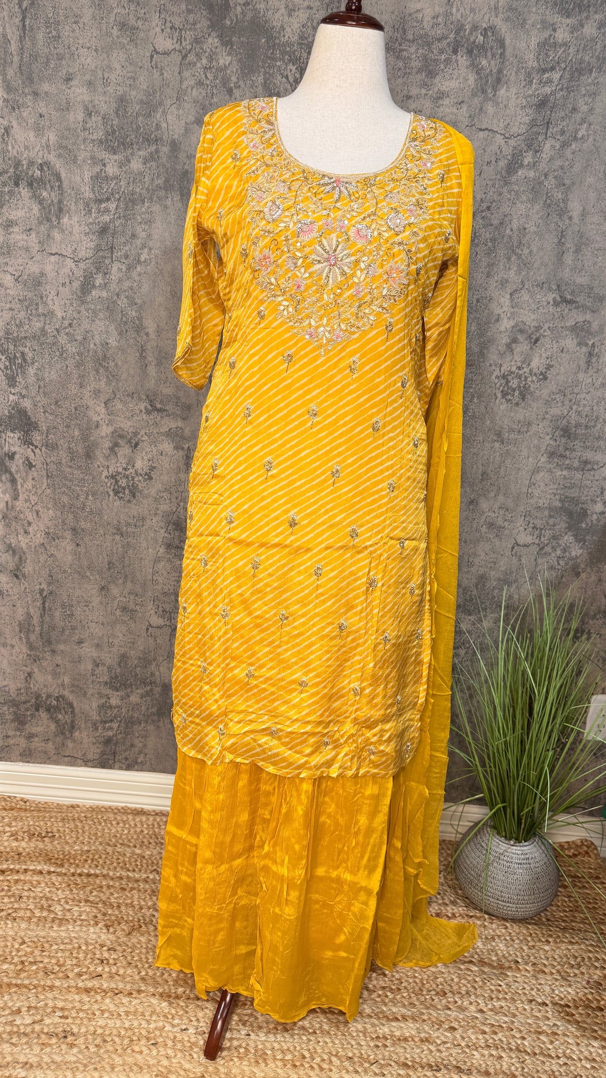 Yellow designer kurti and palazo