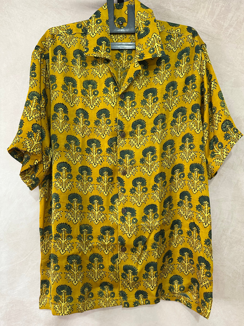 Ajrakh handblock printed Cuban colar shirts in pure modal silk
