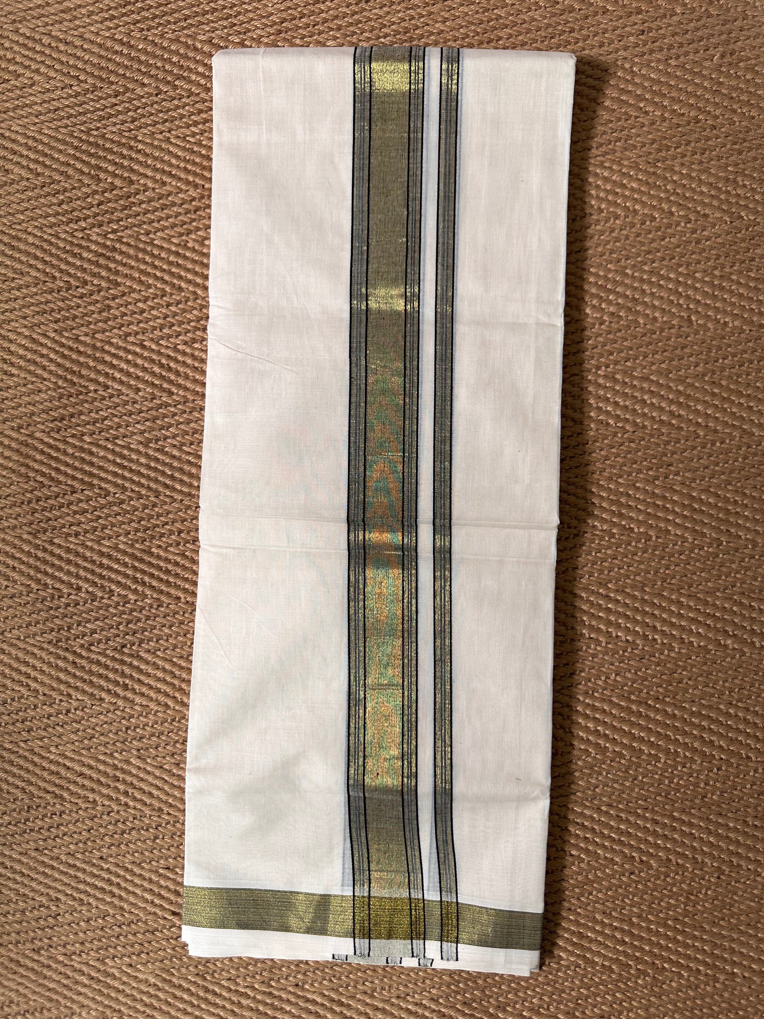 Black and gold zari border Dhothi