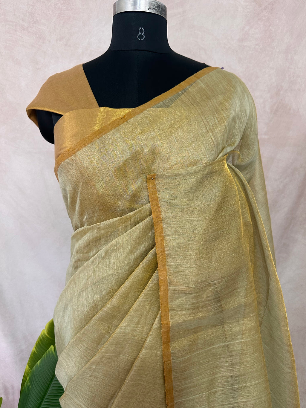 Pure Tissue linen tested Zari saree, no BP